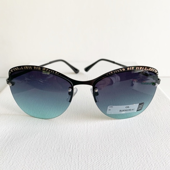 NWT blue lens semi rimless sunglasses - Picture 1 of 5